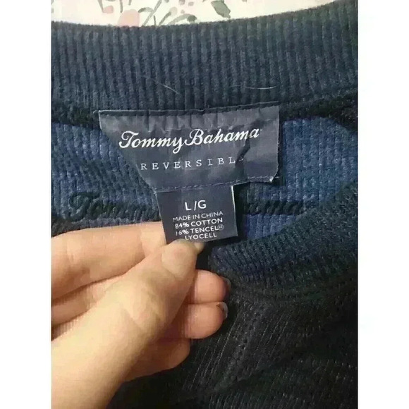 Tommy Bahama Mens Long Sleeve Pullover Sweater Reversible Large Blue Knit - Picture 2 of 5